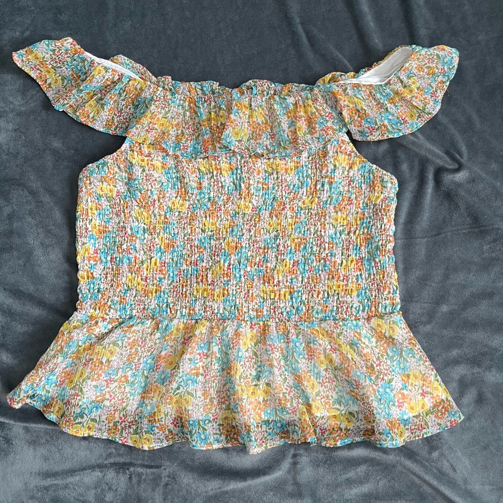 LC Lauren Conrad Multicolor Smocked Top